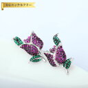 【全品70%OFFクーポン!!ワンダフル3DAYSセール!先着500名様】 ピアス 両耳用 キュービックジルコニア ブルー ピンク 真鍮 シルバー スタッド おしゃれ 可愛い かわいい モチーフ チューリップ フラワー 花 e15120108