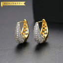 【全品70%OFFクーポンで1494円 楽天イーグルス勝利 先着300名様】 ピアス 両耳用 キュービックジルコニア ホワイト 真鍮 イエローゴールド フープ ...