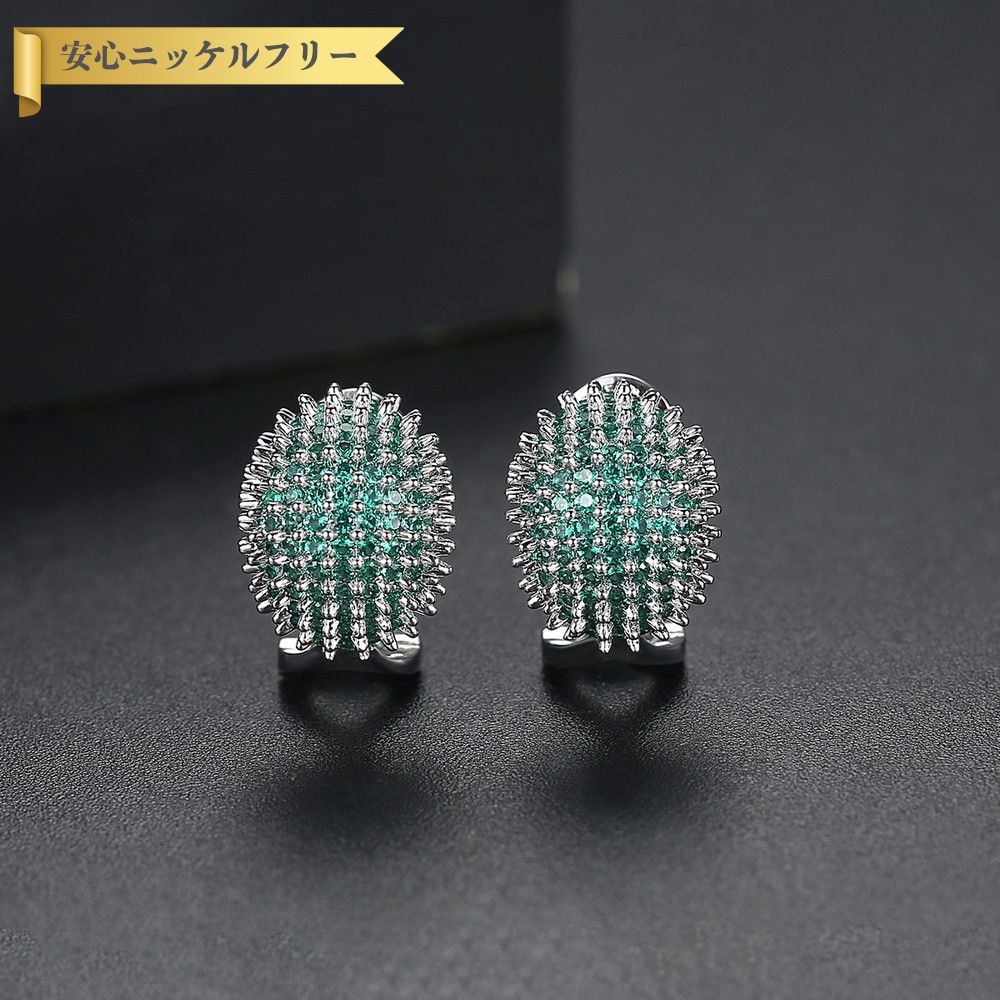 楽天ジュエリーサンフラワー【全品70％OFFクーポン!!スタートダッシュセール】 ピアス 両耳用 キュービックジルコニア ホワイト グリーン ピンク 真鍮 シルバー フープ おしゃれ 可愛い かわいい きれいめ カジュアル バネ式 e18072212