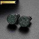 【全品70%OFFクーポンで1494円 祝イーグルス勝利&楽天カードデー】 ピアス 両耳用 キュービックジルコニア ホワイトとグリーン 真鍮 ピンクゴールド ブラック スタッド シンプル おしゃれ きれいめ パヴェ ラウンド e19080904