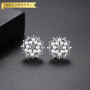 【全品70%OFFクーポンで1494円 祝イーグルス勝利&楽天カードデー】 ピアス 両耳用 キュービックジルコニア ホワイト 真鍮 シルバー スタッド モチーフ イミテーションパール 人工パール 花 フラワー e19112848