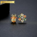 【全品70%OFFクーポン 円高還元セール!!4/20-21】 ピアス 両耳用 レディース キュービックジルコニア マルチカラー 真鍮 イエローゴールド スタッ...
