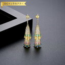 【全品70%OFFクーポン 円高還元セール!!4/20-21】 ピアス 両耳用 レディース キュービックジルコニア マルチカラー 真鍮 イエローゴールド シルバ...