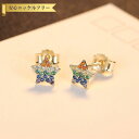 【全品70%OFFクーポン 円高還元セール!!4/20-21】 ピアス 両耳用 キュービックジルコニア マルチカラー シルバー925 イエローゴールド スタッド...