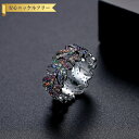 【全品70%OFFクーポン 円高還元セール!!4/20-21】 リング レディース キュービックジルコニア マルチカラー 真鍮 ブラック 11号 14号 16号...