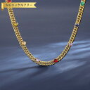 【全品70%OFFクーポン 円高還元セール!!4/20-21】 ネックレス レディース キュービックジルコニア マルチカラー ステンレス イエローゴールド tn...