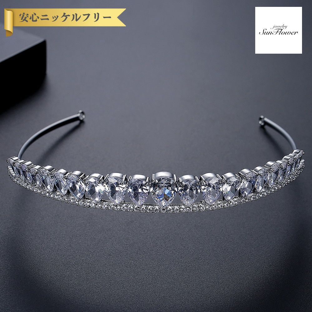 【50%OFFクーポン対象商品!!サンフラワーセールクーポン!先着500名様】 ヘアアクセサリー レディース キュービックジルコニア ホワイト 真鍮 シルバー ...