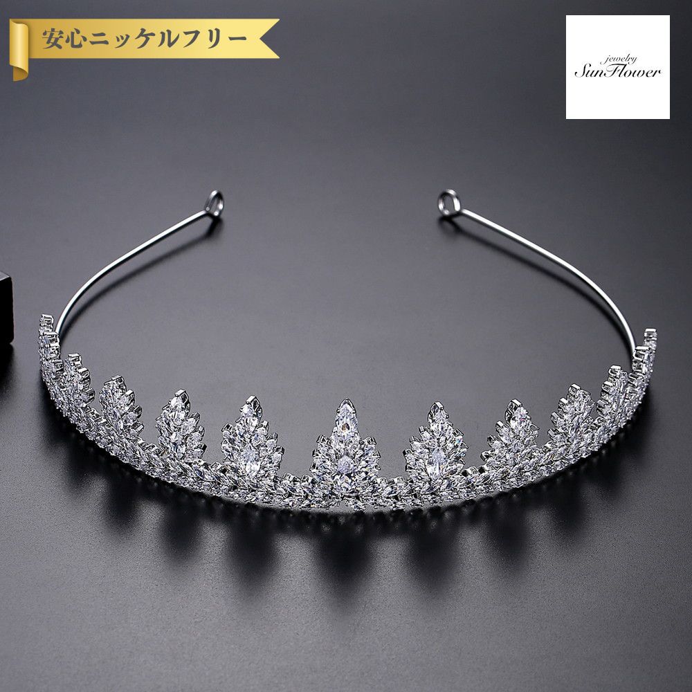 【50%OFFクーポン対象商品!!サンフラワーセールクーポン!先着500名様】 ヘアアクセサリー レディース キュービックジルコニア ホワイト 真鍮 シルバー ...