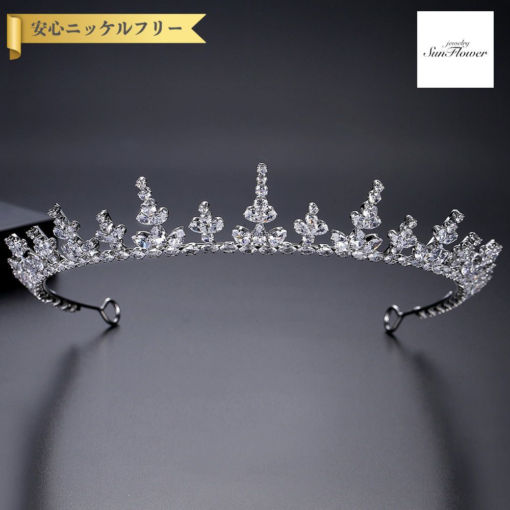 【50%OFFクーポン対象商品!!サンフラワーセールクーポン!先着500名様】 ヘアアクセサリー レディース キュービックジルコニア ホワイト 真鍮 シルバー ...