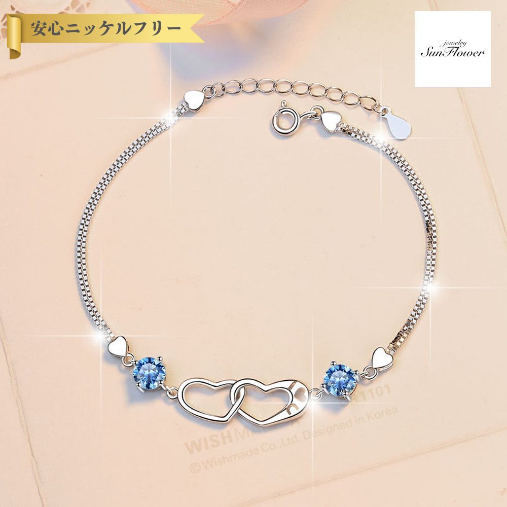 【60%OFFクーポン対象商品!!サンフラワーセールクーポン!先着500名様】 ブレスレット レディース モアサナイト ホワイト ブルー グリーン ピンク パー...