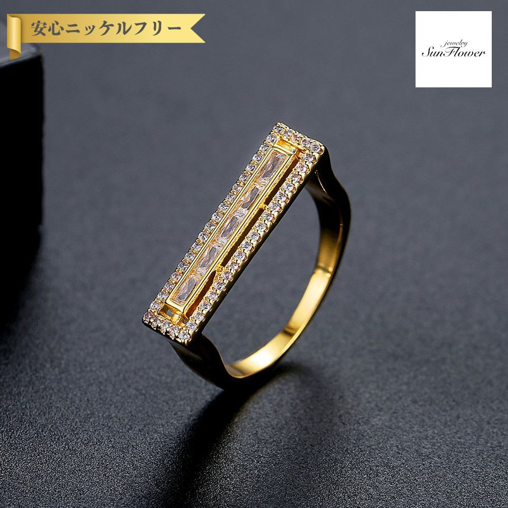 【50%OFFクーポン対象商品!!サンフラワーセールクーポン!先着500名様】 リング レディース キュービックジルコニア ホワイト 真鍮 イエローゴールド r...