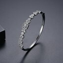 楽天JEWELRY SUNFLOWER無料ラッピング対応済 送料無料 プチプラ ブレスレット レディース キュービックジルコニア ホワイト 真鍮 シルバー バングル b23062707