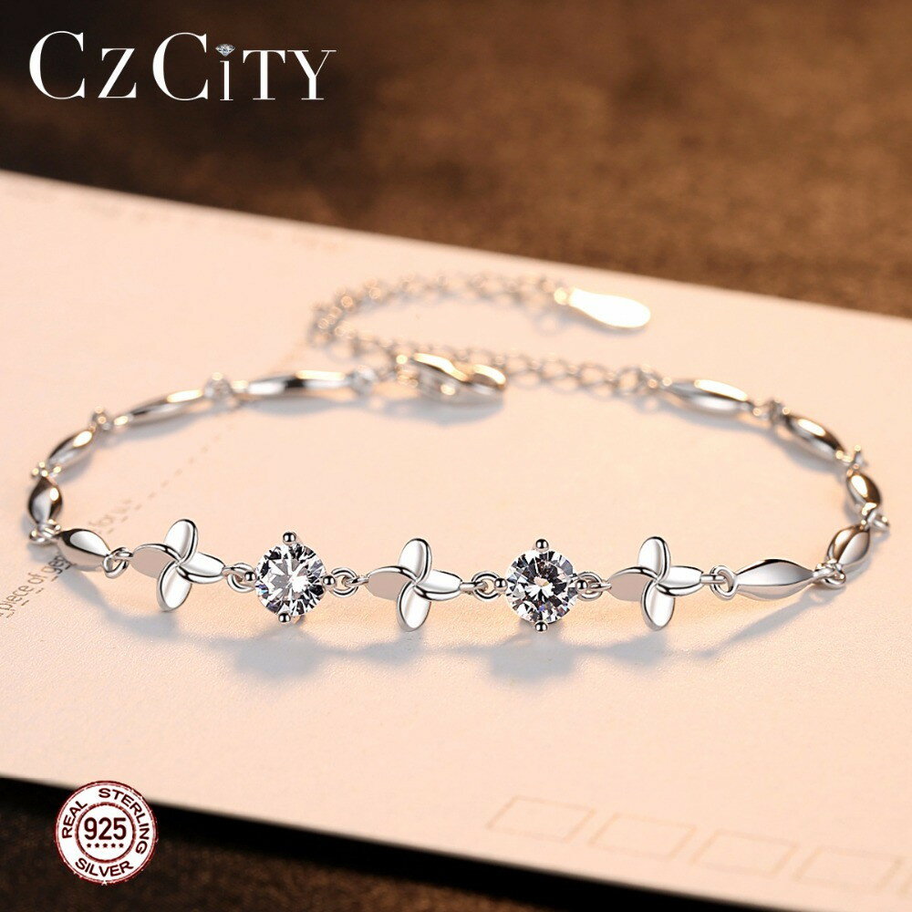 【祝野球・サッカーW勝利 先着300名 全品65%OFFクーポン】 ブレスレット キュービックジルコニア ホワイト シルバー925 シルバー カニカン 上品 おしゃれ 可愛い かわいい きれいめ モチーフ フラワー 花 15cm+5cm cb0054のサムネイル