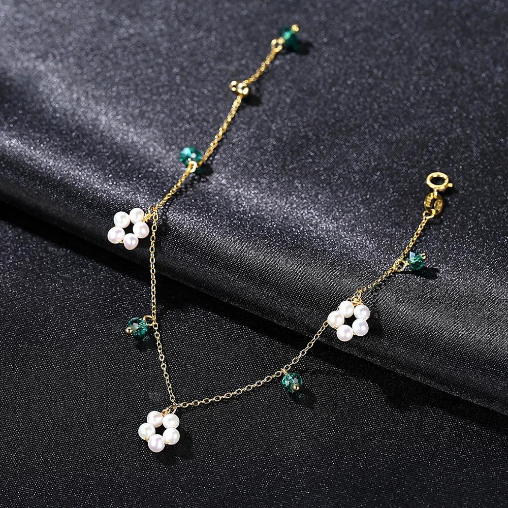 【祝野球・サッカーW勝利 先着300名 全品65%OFFクーポン】 ブレスレット 淡水パール ホワイト シルバー925 イエローゴールド 人気 小豆 アズキチェーン 引き輪 大人 おしゃれ きれいめ モチーフ フラワー 花 15cm+5cm cb0096のサムネイル