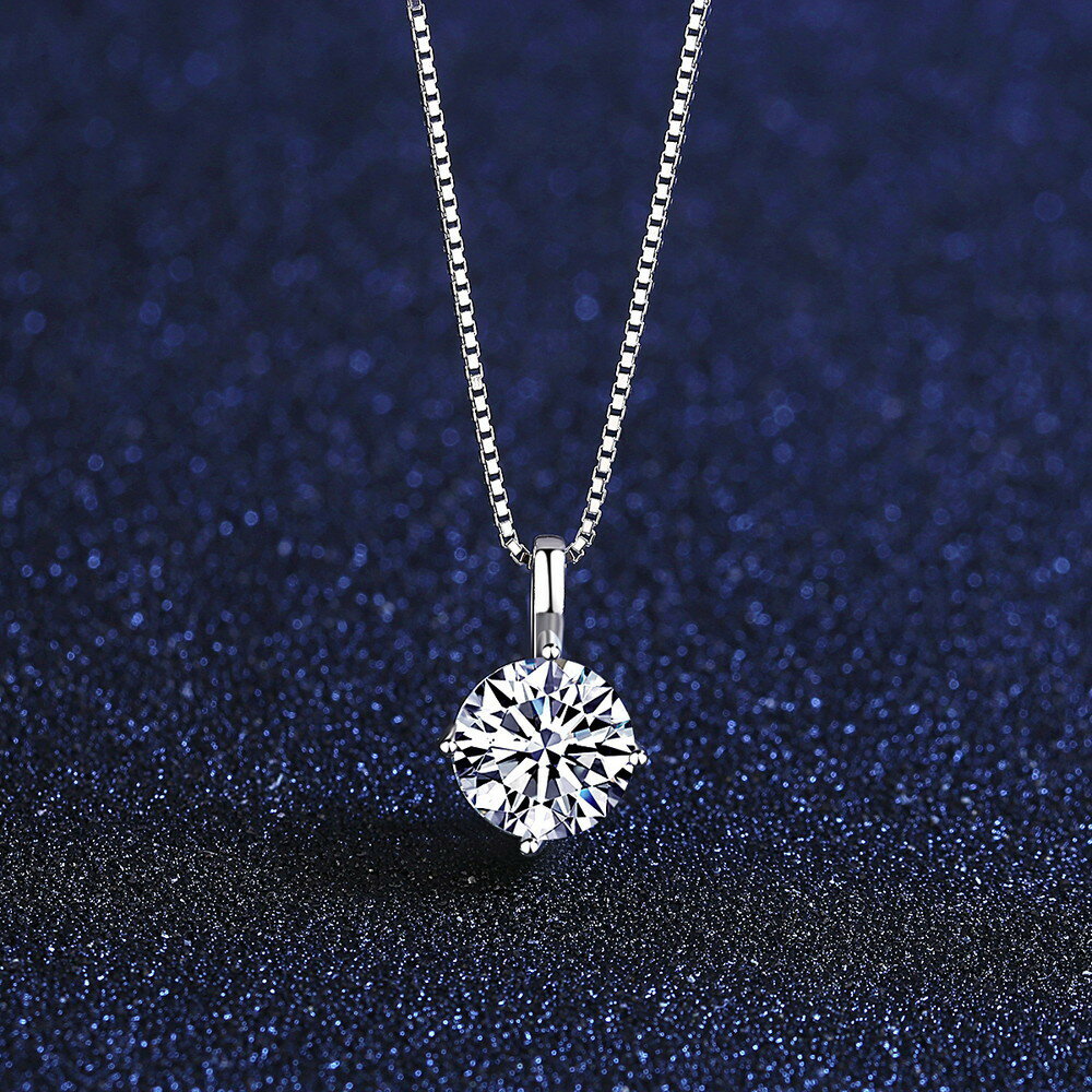 無料ラッピング対応済 送料無料 ネックレス 1Carat モアサナイト シルバー925 引き輪 40+5cm アジャスター ホワイト シルバー ベネチアンチェーン ラウンド 大粒 一粒 4本爪 定番 上品 msn008