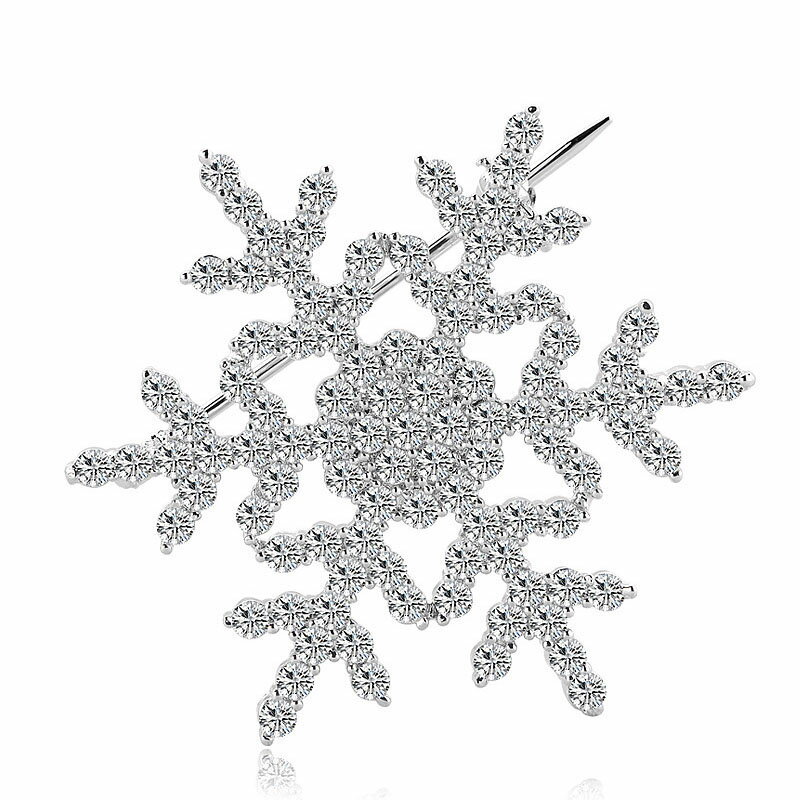 楽天JEWELRY SUNFLOWER無料ラッピング対応済 送料無料 ブローチ キュービックジルコニア ホワイト 真鍮 シルバー おしゃれ 可愛い かわいい きれいめ カジュアル モチーフ 雪の結晶 スノーフレーク x14062101
