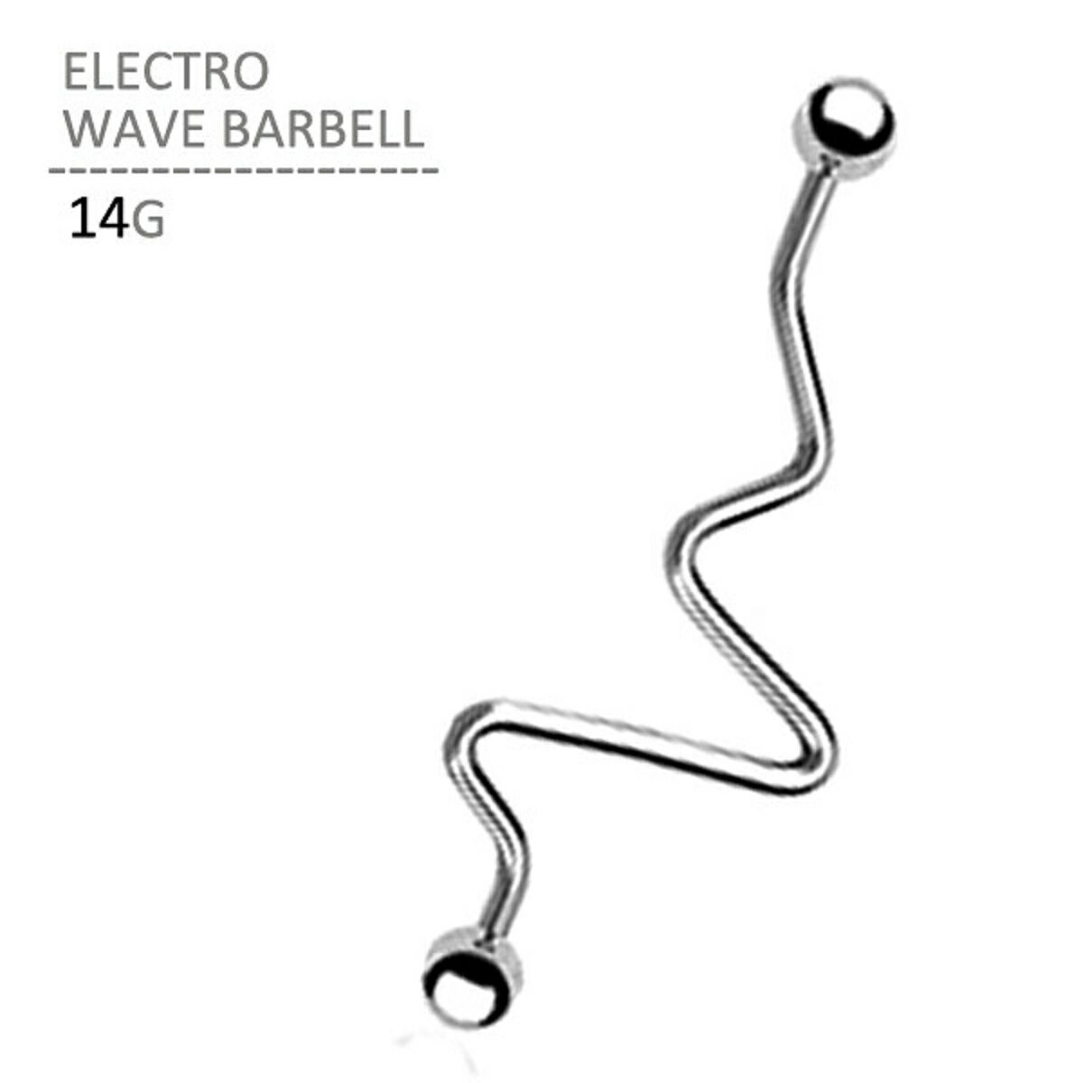 エレクトロウェイブバーベル 14G ボディピアス ボディーピアス トラガス ヘリックス 耳ピアス 軟骨ピアス インダストリアル ピアッシング ステンレス