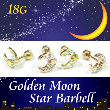 ボディピアス 18G 軟骨ピアス 18g キャッチ レディース つけっぱなし サージカルステンレス 金属アレルギー対応 片耳用 軟骨 ピアス セカンドピアス ゴールド ピンクゴールド キラキラ 月 星 惑星 ムーン スター バーベル ボディーピアス
