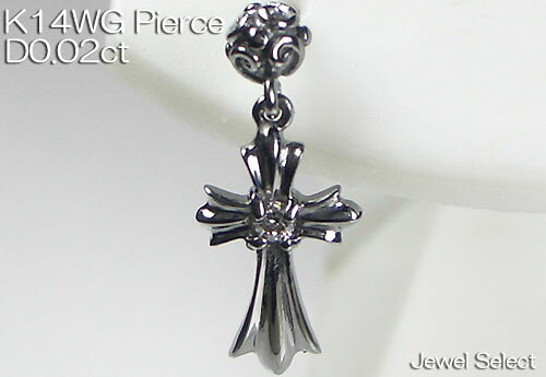K14WG �ۥ磻�ȥ������ �֥�å���å� ������ ��������� �����åɥԥ��� �Ҽ��� D0.02ct ���ե��б�