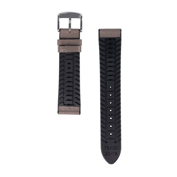 腕時計ベルト 時計バンド BAMBI バンビ 牛革型押し 裏ラバー グレー メンズ BKE171G 20mm 22mm ギフト対応 送料無料