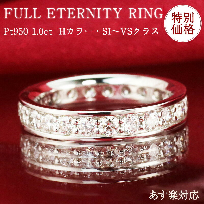 【特別価格】Pt950【1.0ct】ダイヤモンド フルエタニティ リング 【Hカラー SI〜VSクラス】フチあり 1キャラット 1ct 1カラット ダイヤ プラチナ アクセサリー フルエタ エタニティ あす楽 記念日 結婚 婚約 母の日 プレゼント 彼女用 妻用 30代 40代 50代 クリスマス