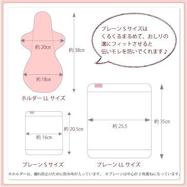 布ナプキン【夜も安心ぐっすりセット】ホルダー プレーン 38cm ロングサイズ 多い日 伝いもれ防止 | メール便送料無料