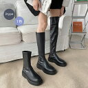 ショートブーツ ニーハイブーツ レディース 5cmヒール 厚底 ロングブーツ ニーハイ ブーツ ミドル丈 ロング丈 ショート丈 ラウンドトゥ ローヒール チャン...