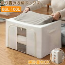 収納ボックス 押入れ収納 収納ケース 大容量 隙間 布 布製 窓付き クリア窓 見やすい ふた付き 洗える 環境に優しい ダブルファスナー 衣類収納 見せる収納 2面開閉 撥水加工 折りたためる収納ボックス 使いやすい 持ち手付き 衣類収納 布団 靴下 季節もの季節衣類 66L 100L