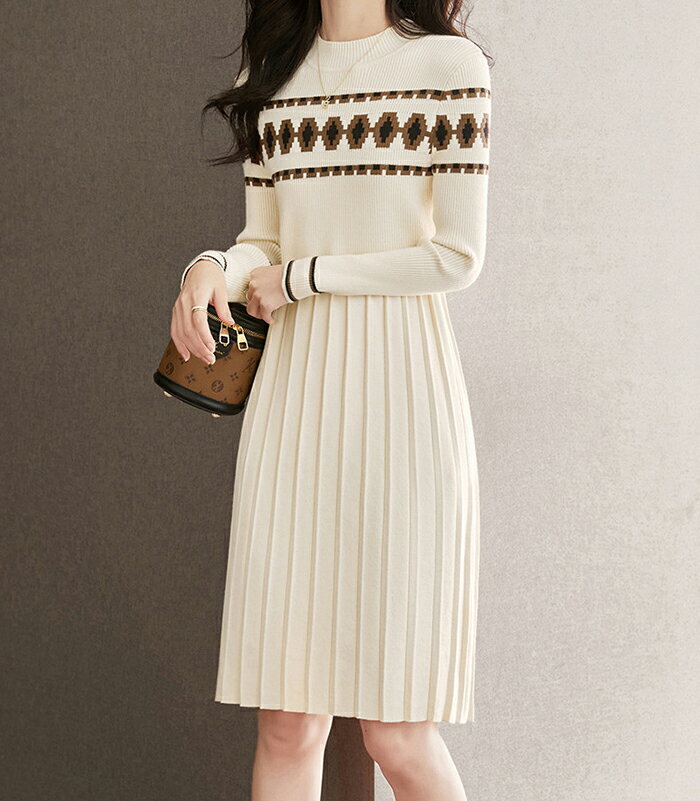 主役級 ニットワンピース ワンピース ドレス レディース 秋冬 リブニット 膝下 ロング丈 長袖 リブニット 切り替え プリーツ ライン入り 高見え シンプル カジュアル ストレッチ素材 カットソー 大人 定番 おしゃれ 上品 おしゃれ 秋冬 かわいい