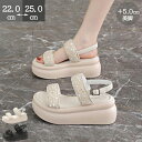 【10日限定10%OFFクーポン】厚底サンダル レディース ビーチサンダル シューズ 厚底靴 ビジュー 5cmヒール ウェッジ ストラップサンダ 美脚 アウトド...