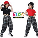 キッズ ダンス 衣装 ヒップホップ チアガール トップス HIPHOP ガールズ チアリーダー 半袖 シャツ パンツセット ロングパンツ ジャズダンス セットア...