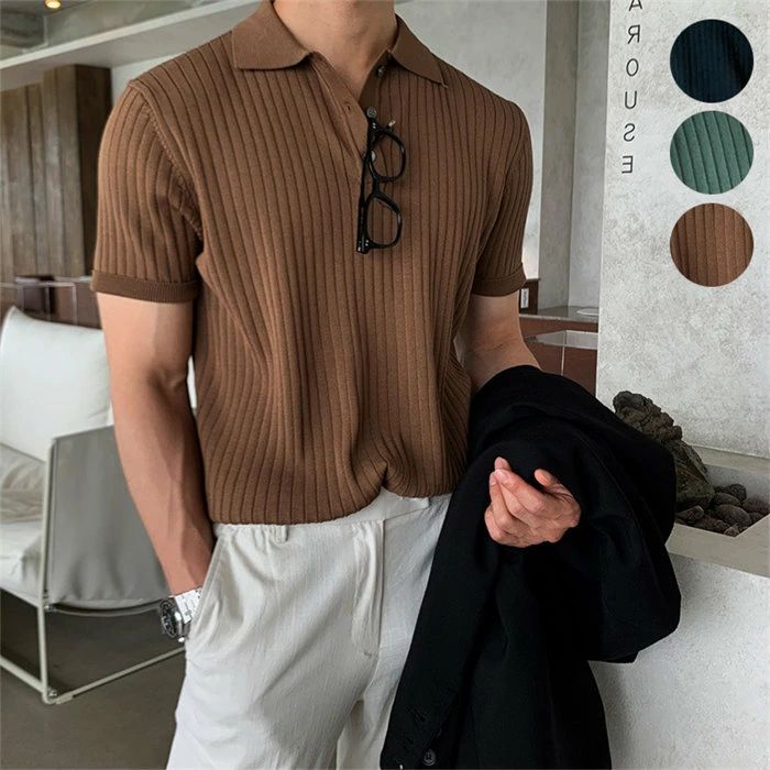 乐天商城 - ポロシャツ メンズ ニットポロシャツ 半袖 サマーニット Tシャツ 半袖Tシャツ tシャツ 大きいサイズ 台襟付 トップス 夏 夏服 polotシャ