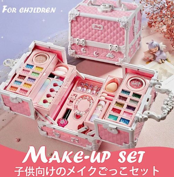 商品説明: 子供メイクセット玩具 対象年齢:3歳以上 シミュレーション化粧品おもちゃの色は明るく、種類は豊かで、子供は友達と楽に遊ぶことができます。子供の認知能力、創造力、社会的能力を育てることに役立ちます。 水溶性の素材を使用しており、水だけで簡単に落とせます。安全安心、水洗い可能、本製品は環境保護材料及び優しい水溶性材料を使用しており、小さなお子様でも安心してご使用いただけます。可愛い女の子へのクリスマス、お誕生日、お祝いのプレゼント、ギフトとして最適です。 ※本製品は子供向けのメイクごっこセットとなります。大人向けの化粧品とは異なりますので予めご了承ください。 ※本製品のアイラインなどの色は粉を固めた物です。商品の特性上振動や持ち運び状況などによってはひび割れや別色が多少混入している場合がございますが中古品、不良品ではございませんのでご安心ください。 ※子供用のメイクセットですが、必ず保護者の監視のもとでご使用ください。※敏感肌の方はご使用をお控えください。 ※外包装プレゼントボックス運送中多少潰れる場合がございます。気になるお客様はお控えてください。