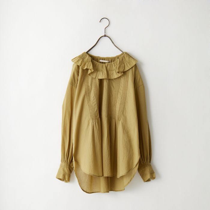 【送料無料】 ne Quittez pas ヌキテパ C.DOBBYフリルカラーブラウス 010122GB1 レディース トップス 長袖 シャツ コットン 無地 F イエロー/ブラックのサムネイル