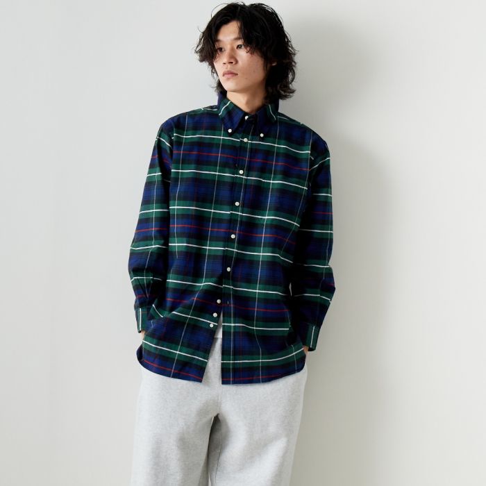  INDIVIDUALIZED SHIRTS インディビジュアライズド シャツ 別注 ワイドチェックシャツ IS200009000-JF メンズ トップス 長袖 2023AW M/L ネイビー/ホワイト