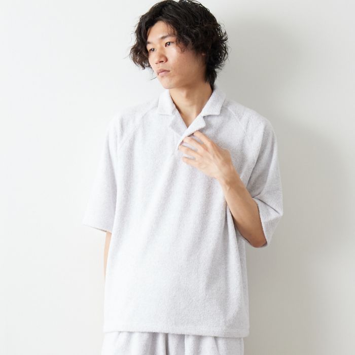  mocT モクティ パイルスキッパーポロシャツ M09-2234 メンズ トップス 半袖 M/L ホワイト/グレー