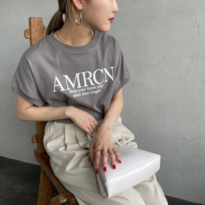 【送料無料】 Americana × JEANS FACTORY アメリカーナ × ジーンズファクトリー 別注 ラウンドヘムフロントロゴTシャツ ASO-M-700-1-JF レディース トップス 半袖 2024SS F 全3色