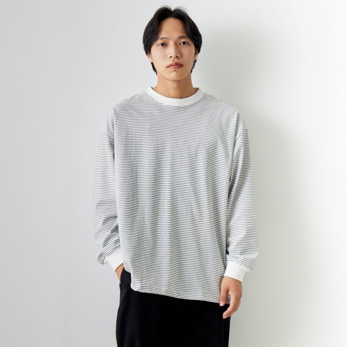 【送料無料】 SLICK スリック マイクロボーダードローストリングスTシャツ 5155849 メンズ トップス 長袖 2024SS M/L ブラック/ホワイト