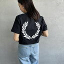 【送料無料】 FRED PERRY フレッドペリー ビックローレルリースロゴ バックプリントTシャツ M7784-JF レディース トップス 半袖 2024SS S ブラック/ホワイト