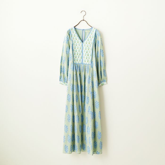 【送料無料】 ne Quittez pas ヌキテパ エスニックコンビネーションプリントギャザードレス 010441ZD6 レディース ワンピース 長袖 2024SS M グリーン/ホワイトのサムネイル