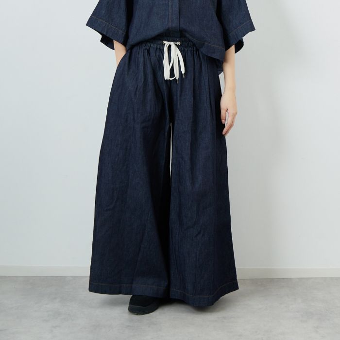 【送料無料】 Munich ミューニック デニムワイドパンツ MN252P23 レディース ボトムス イージーパンツ 2025AW S ブルー