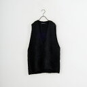 【店内全品送料無料】 mizuiro ind ミズイロインド へアリーVネックベスト 3-220095 レディース アウター 2025AW F ブラック/グレー