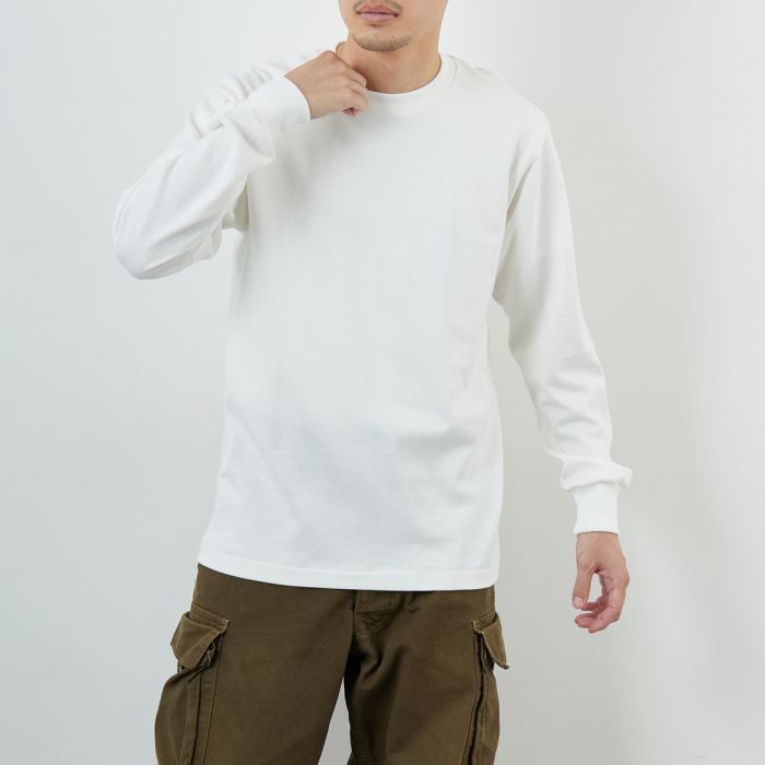 Hanes ヘインズ SHIRO クルーネックロングスリーブTシャツ HM4-A201 メンズ トップス 長袖 2025AW M-XL ホワイト