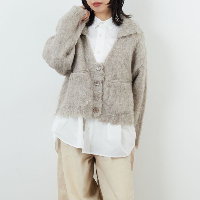 【送料無料】 WILLFULLY ウィルフリー ブラッシュドライトリー リバーシブルニットカーディガン 2522-NT-15 レディース トップス 長袖 2025AW S ベージュ/グレー