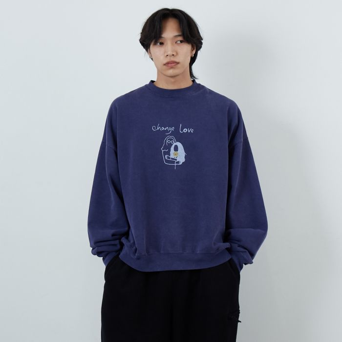 【送料無料】 REMI RELIEF レミレリーフ 別注 SP加工 ダメージクルーネックスウェット RN29373272-JF メンズ トップス 長袖 2025AW L ネイビー