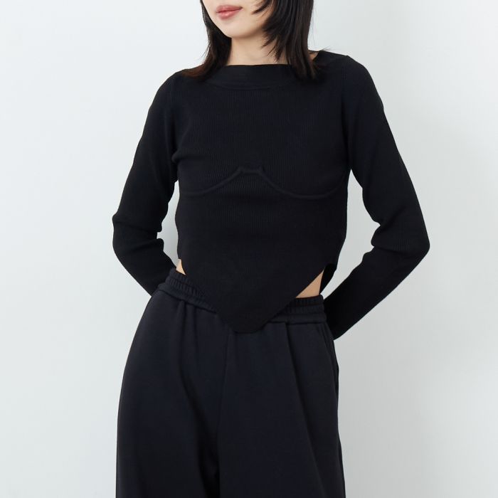 【送料無料】 null. ヌル ビスチェリブニットトップス 153WNT255023 レディース トップス 長袖 2025AW F ブラック/グレー