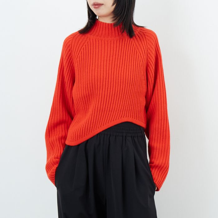 【送料無料】 Jeans Factory Clothes ジーンズファクトリークローズ アシメハイネックリブニット 11256833 レディース トップス 長袖 2025AW F レッド