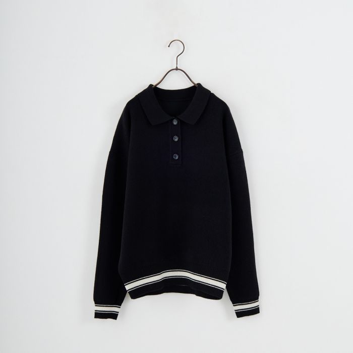 【送料無料】 null. ヌル ポロニットシャツ 153WNT255028 レディース トップス 長袖 2025AW F ブラック