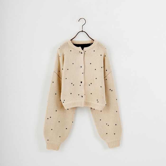【送料無料】 WILLFULLY ウィルフリー ハートドットジャガード リバーシブルクロップドニットカーディガン 2522-NT-19 レディース トップス 長袖 2025AW F ベージュ/ブラウン