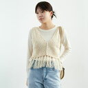 【送料無料】 UNFIL アンフィル ダブルハニカムメッシュ フリンジニット WVSP-UW112 レディース トップス 2025SS S ホワイト/ブラック